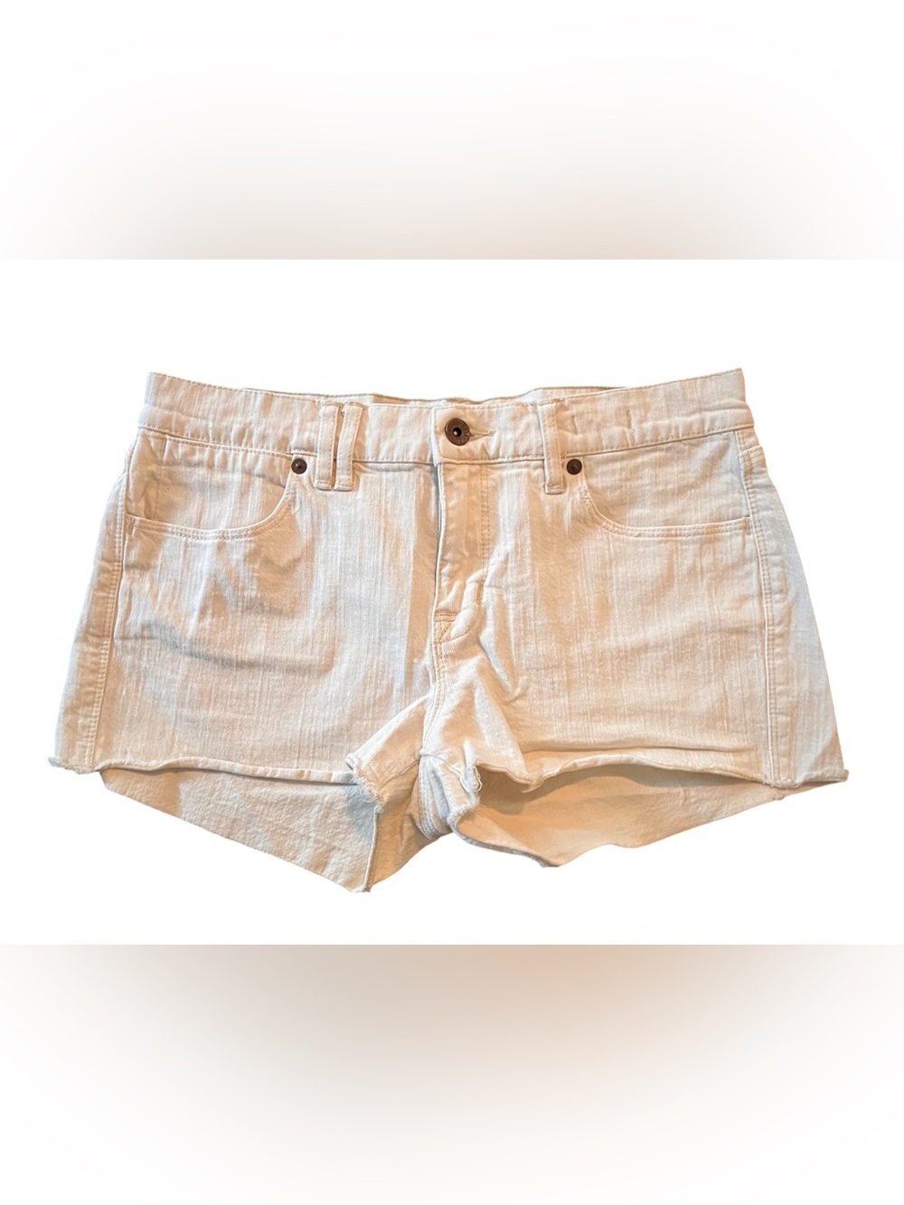Madewell Denim Cutoff Shorts Cream Color Contrast Stitching | GUC